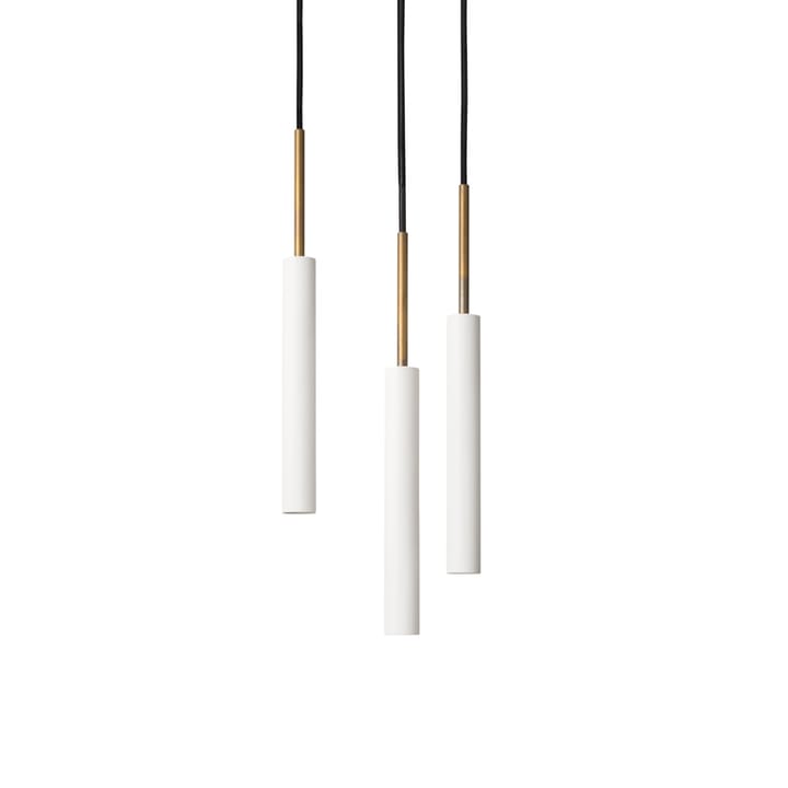 Stav pendel 3 ronde plafondplaat, Wit/ruw messing Konsthantverk