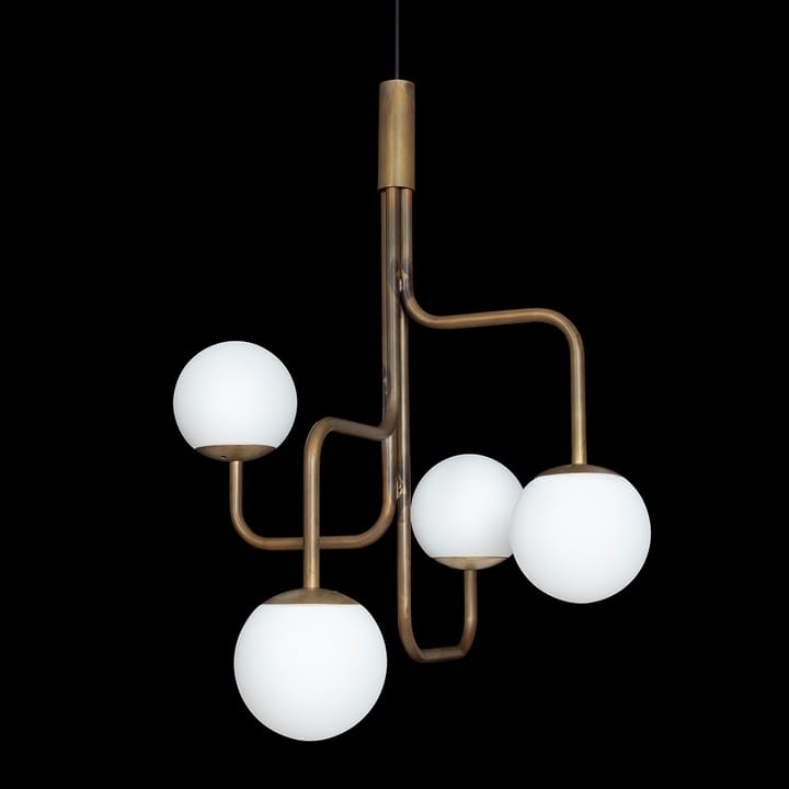 Strapatz hanglamp globe Ø78 cm, Onbewerkt messing-opaal Konsthantverk
