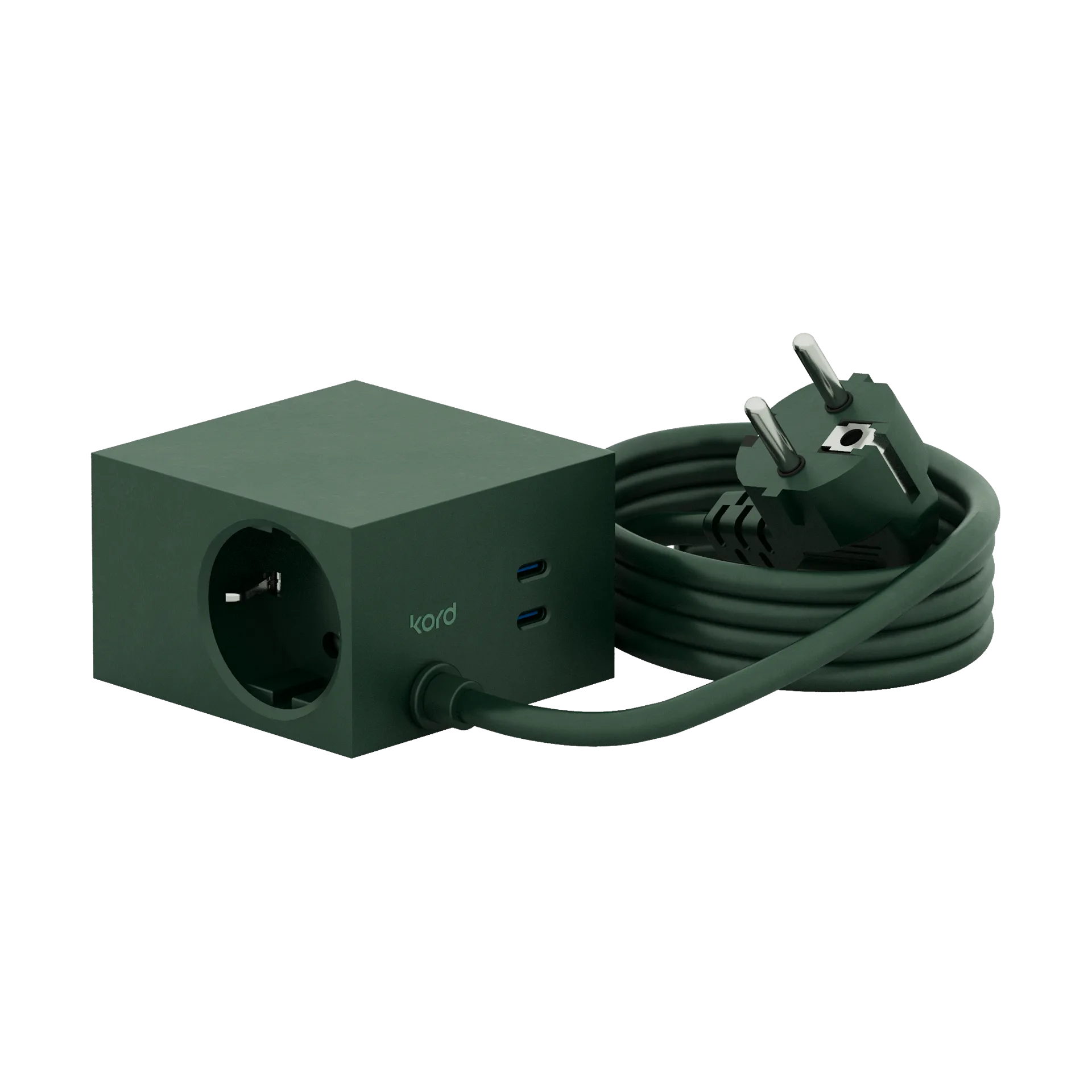 Cuboid+ stekkerdoos USB-C 30W 2 m, Dark Green Kord