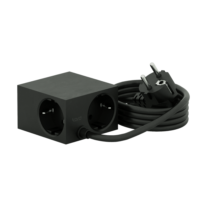 Cuboid stopcontact 2 m, Black Kord