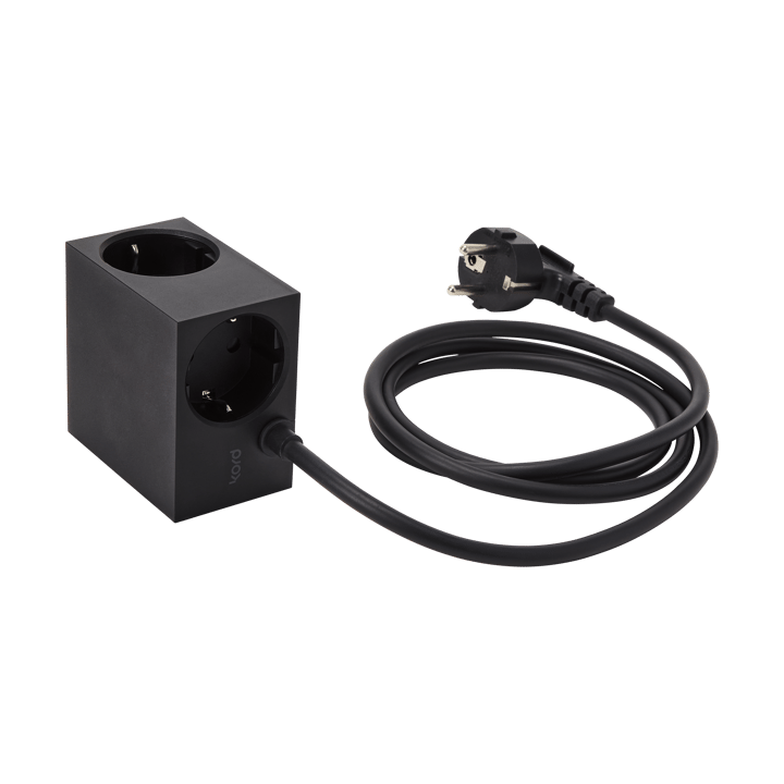 Cuboid stopcontact 2 m, Black Kord