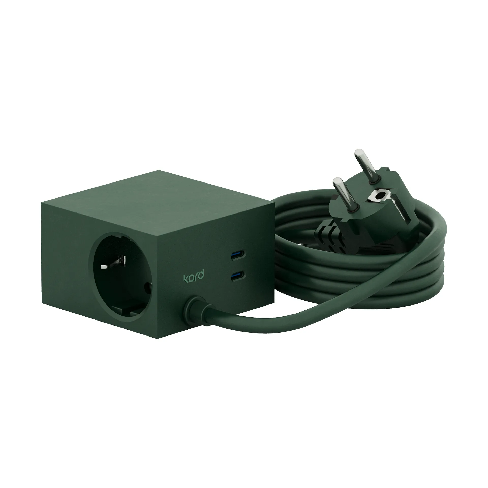 Cuboid+ stopcontact USB-C 30W 2 m, Dark Green Kord