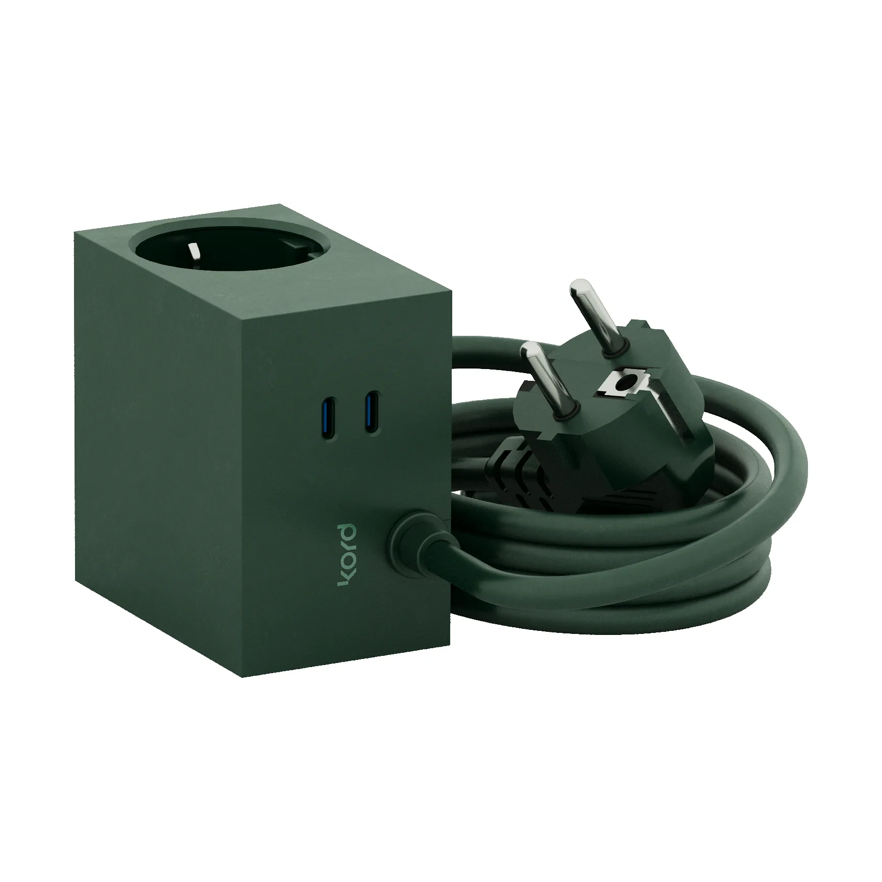 Cuboid+ stopcontact USB-C 30W 2 m, Dark Green Kord