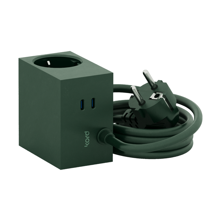Cuboid+ stopcontact USB-C 30W 2 m, Dark Green Kord