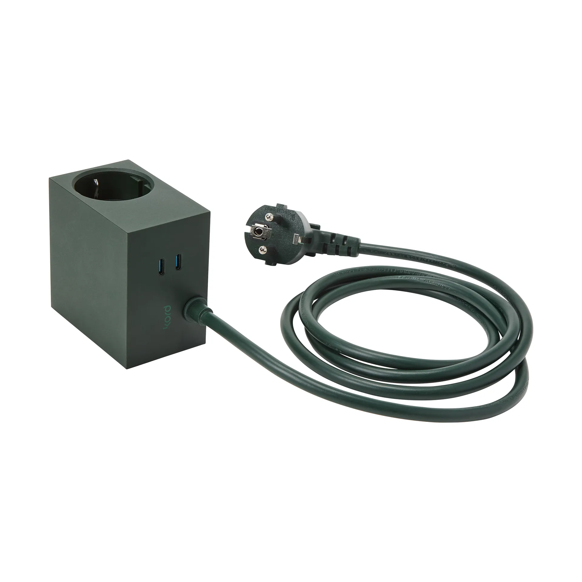Cuboid+ stopcontact USB-C 30W 2 m, Dark Green Kord