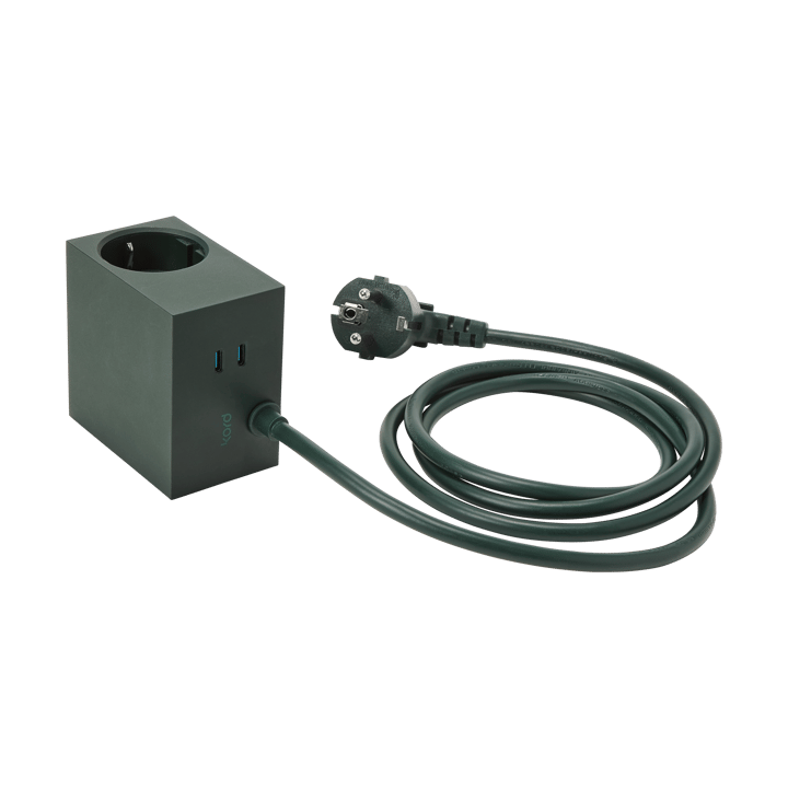 Cuboid+ stopcontact USB-C 30W 2 m, Dark Green Kord