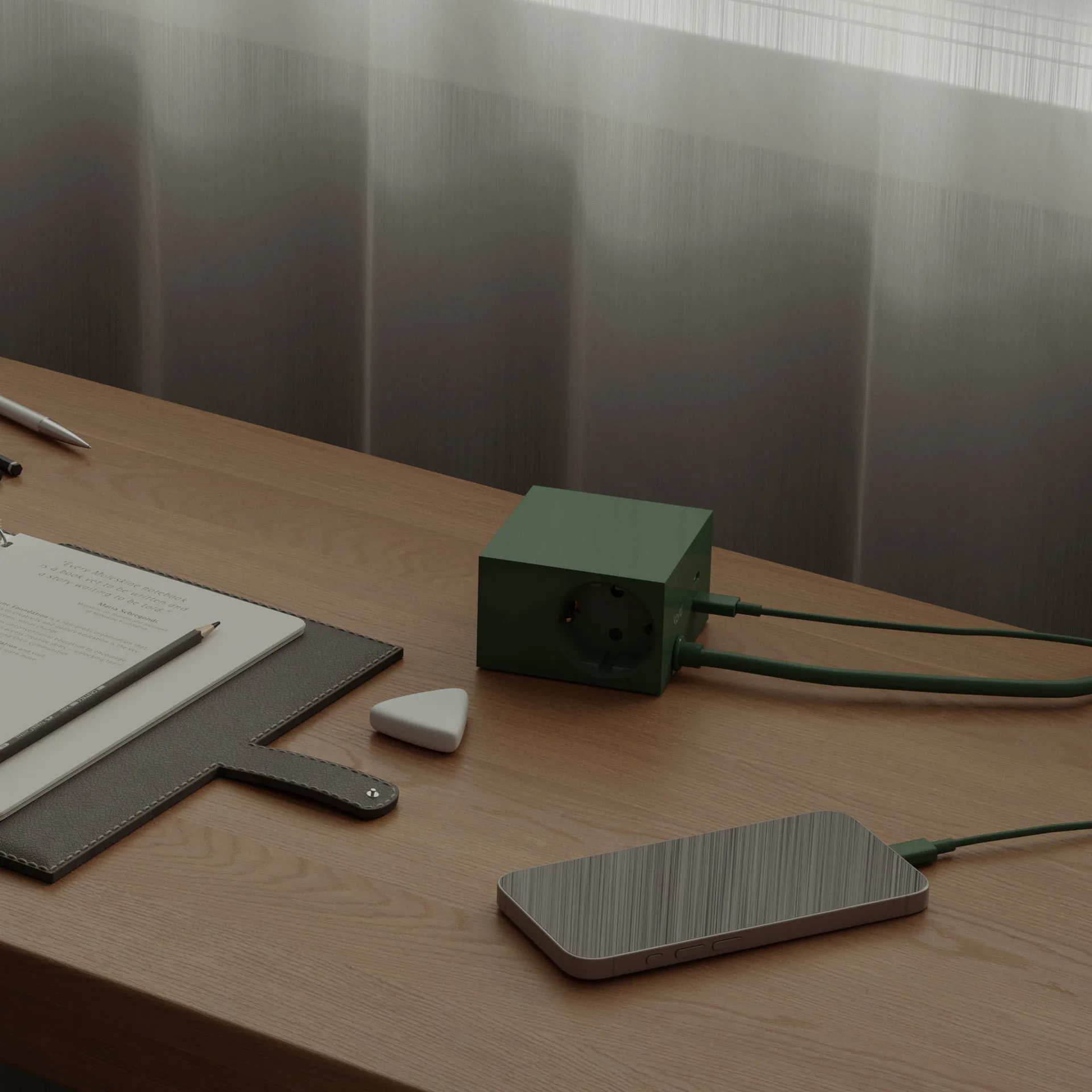 Cuboid+ stopcontact USB-C 30W 2 m, Dark Green Kord