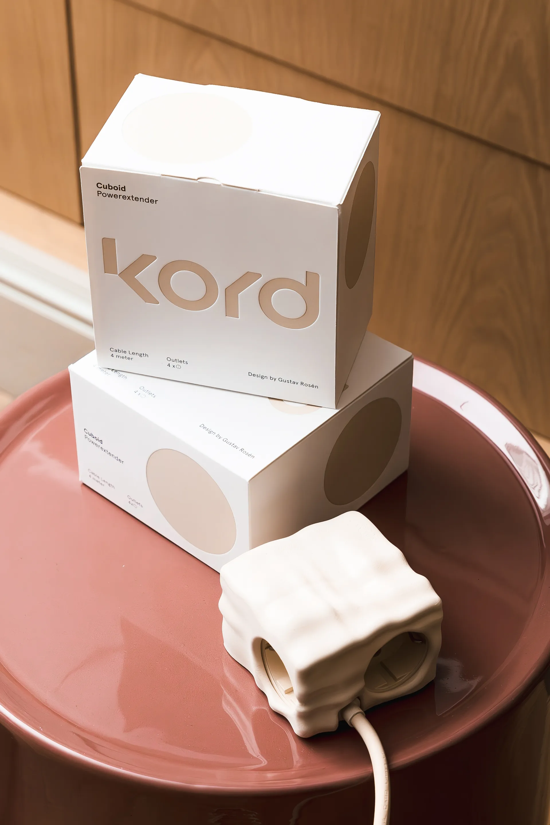 Cumulus+ hoesje-skal voor Cuboid stekkerdoos, Beige Kord