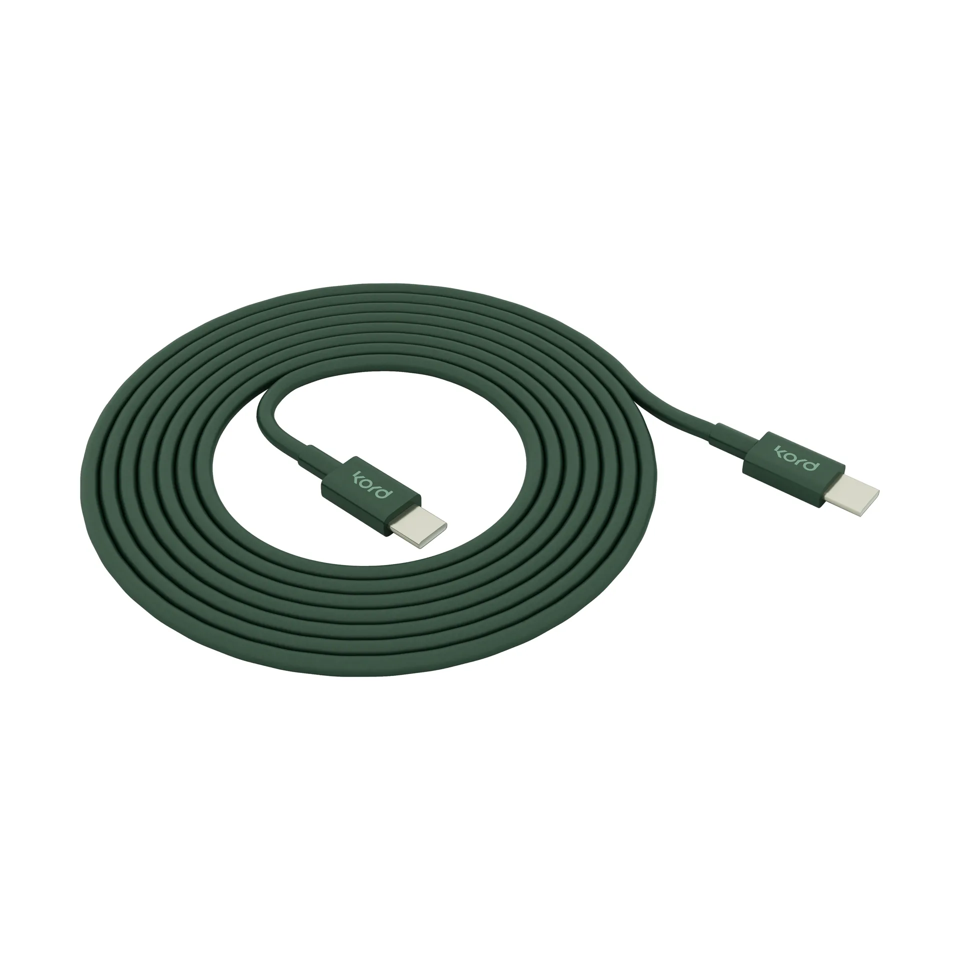 Kord USB-C naar USB-C oplaadkabel 1,8 m, Dark Green Kord
