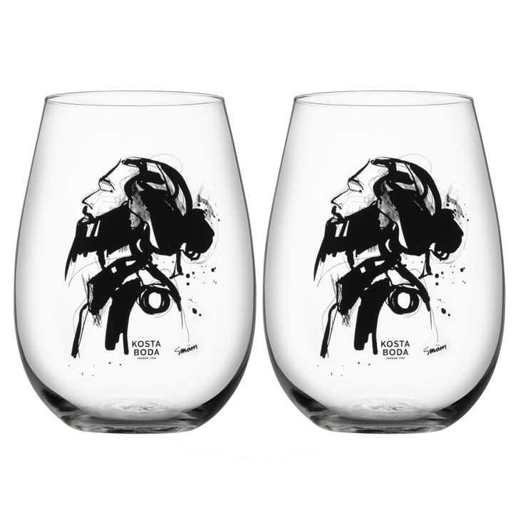 All about you glas 2-pack - love him (grijs) - Kosta Boda