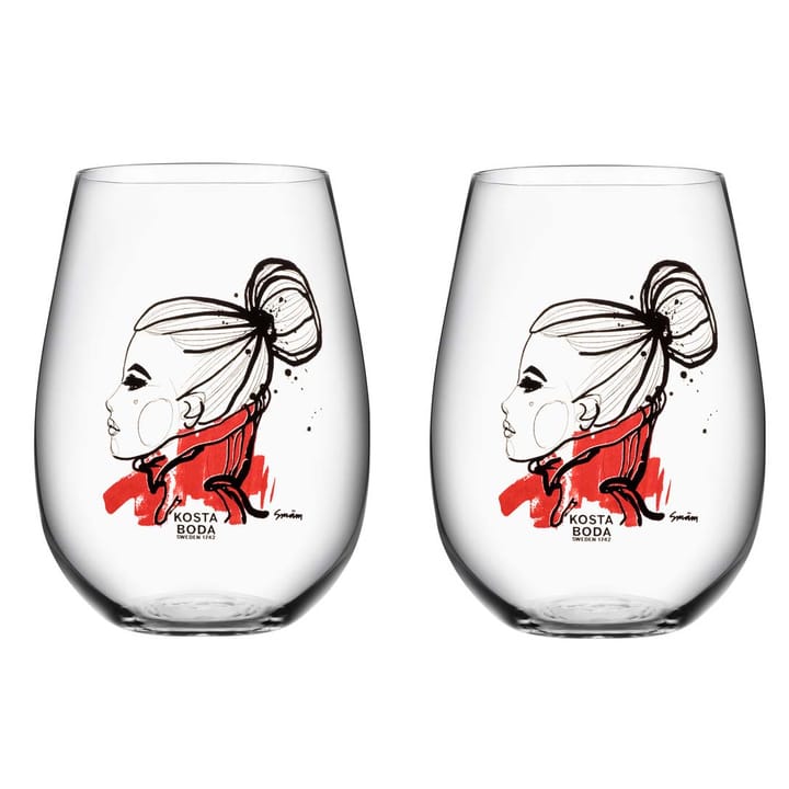 All about you glas 2-pack - want you (rood) - Kosta Boda