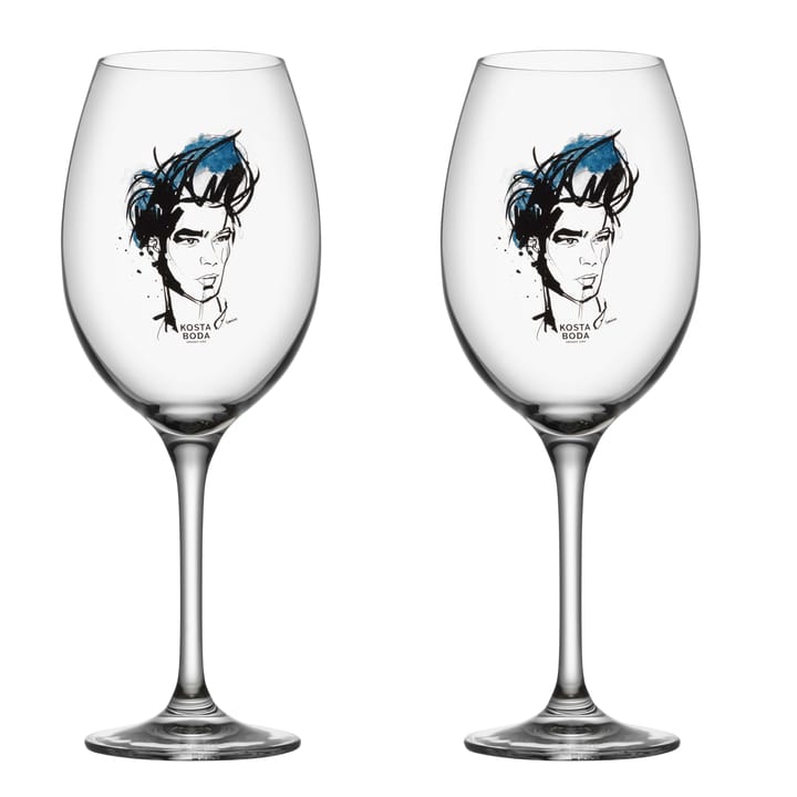 All about you wijnglas 2 pack - miss him (blauw) - Kosta Boda