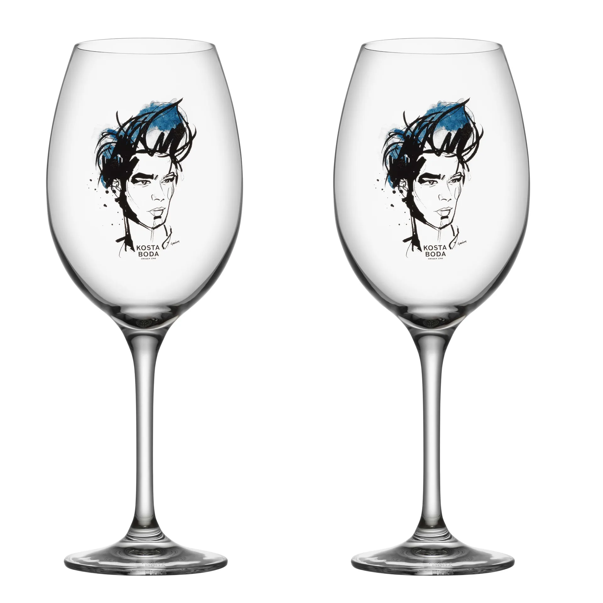 All about you wijnglas 52 cl 2 pack, miss him (blauw) Kosta Boda