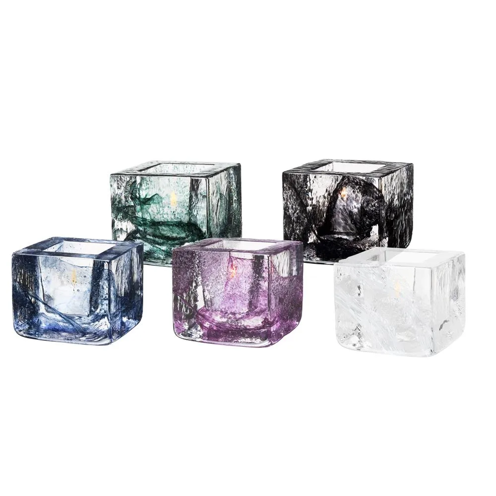 Brick theelicht houder, blauw Kosta Boda