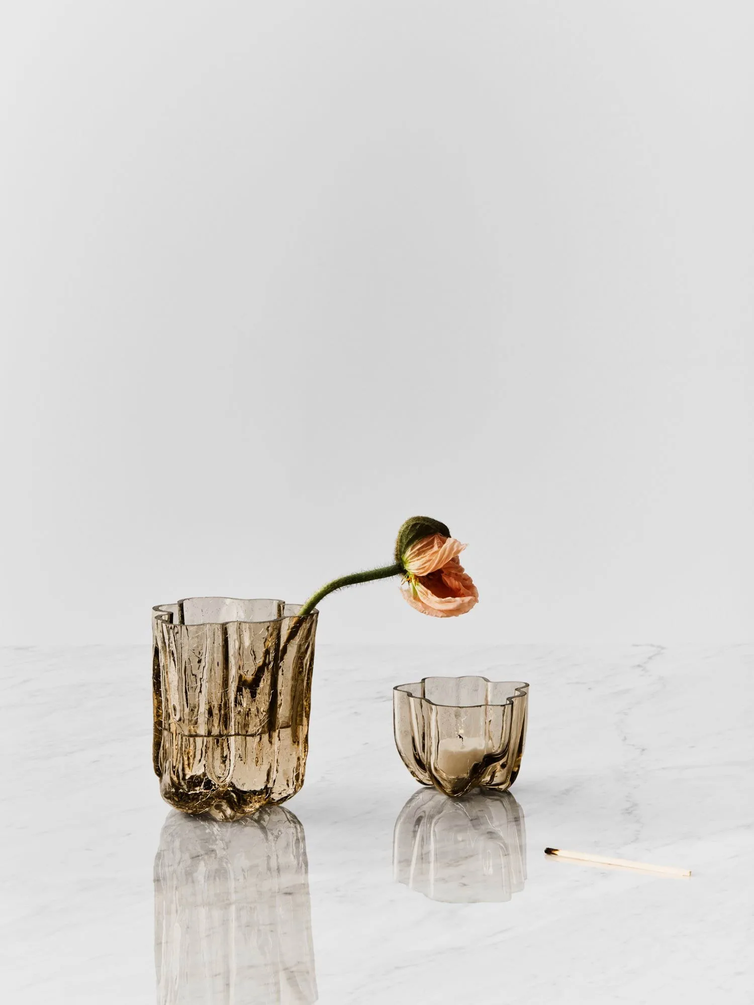 Crackle kaarsenhouder 5,8 cm, taupe Kosta Boda
