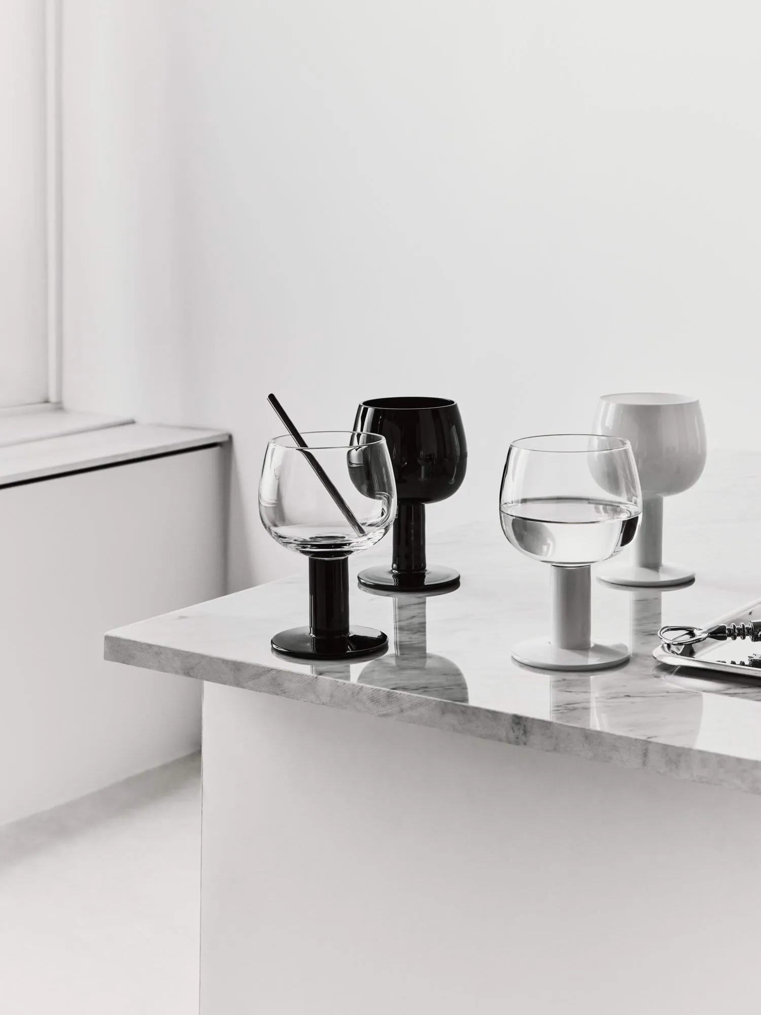 Fars glas, Wit-zwart, 4-pack Kosta Boda