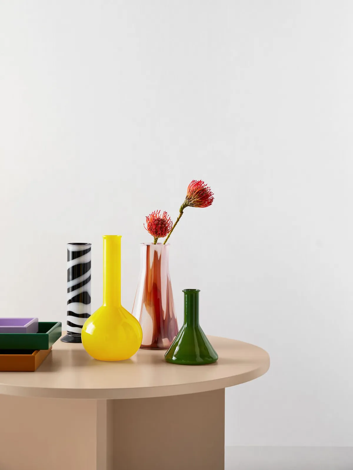 Lab cilinder vaas 30 cm, Zwart-wit Kosta Boda