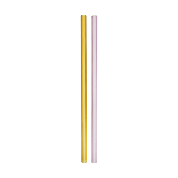 Sipsavor rietjes 200 mm 2-pack - Roze-geel - Kosta Boda