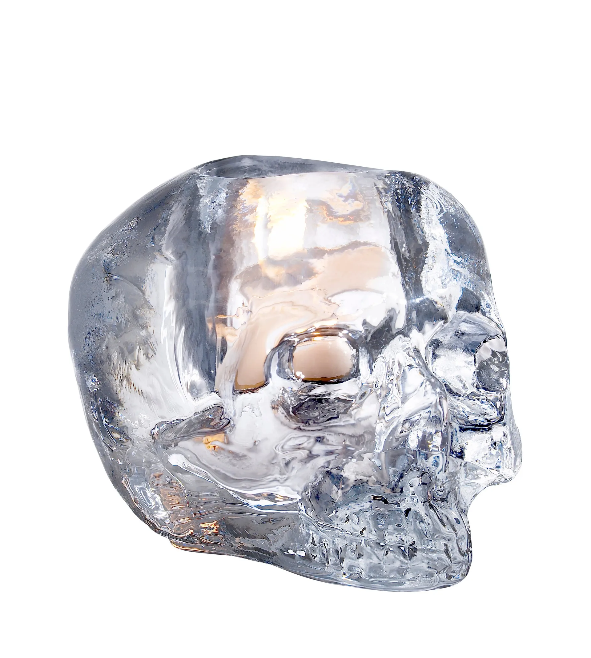 Skull theelichthouder 8,5 cm, helder glas Kosta Boda