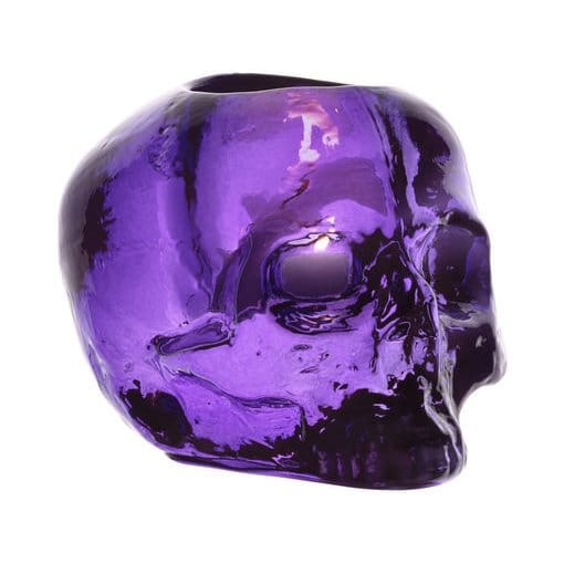 Skull theelichthouder 8,5 cm - paars - Kosta Boda