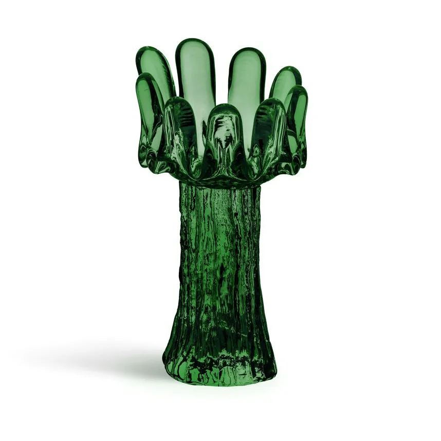 Zonnebloem waxinelichthouder 18 cm, Smaragdgroen Kosta Boda