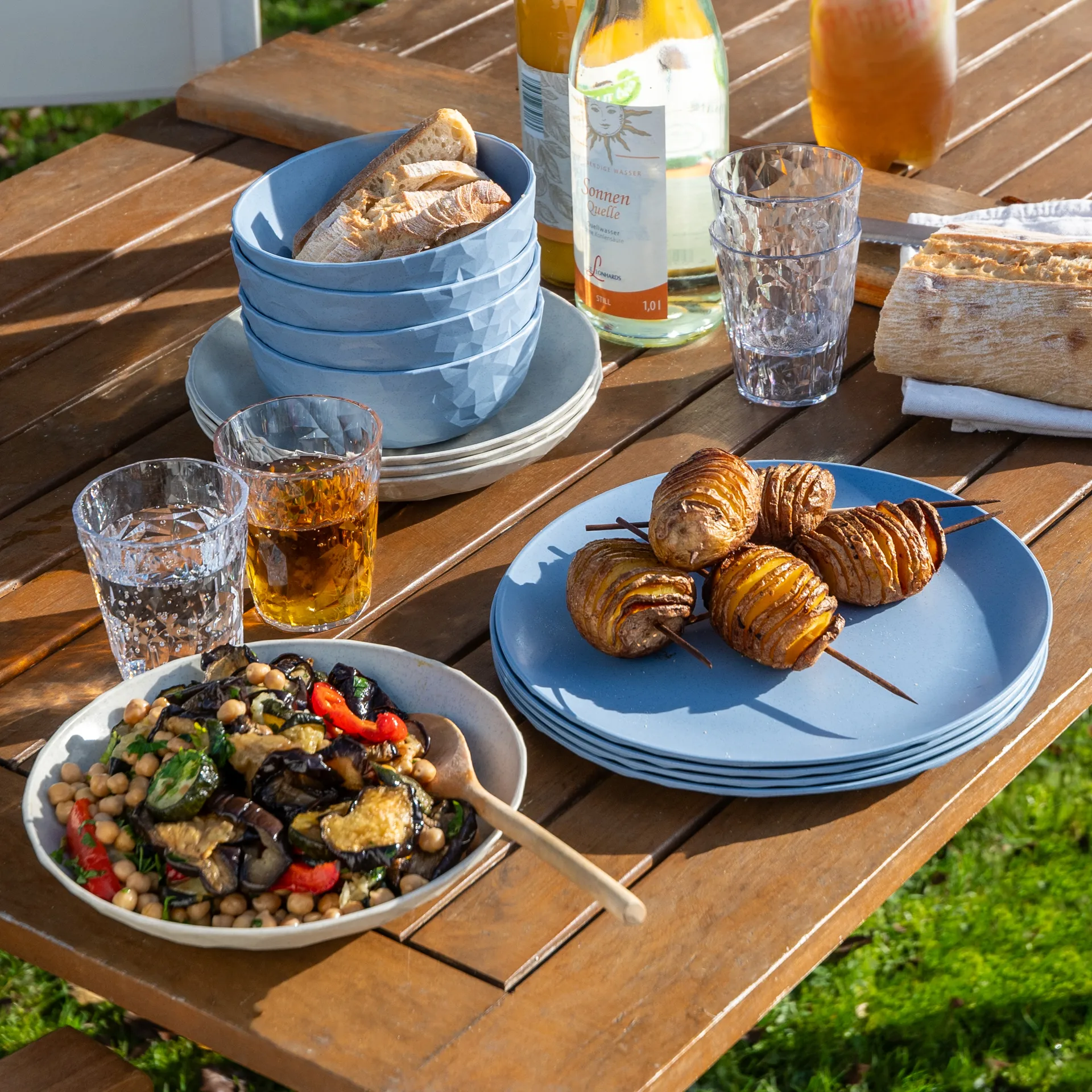 Club bord Ø26 cm 4-pack biocirculaire thermoplast, Nature flower blue Koziol