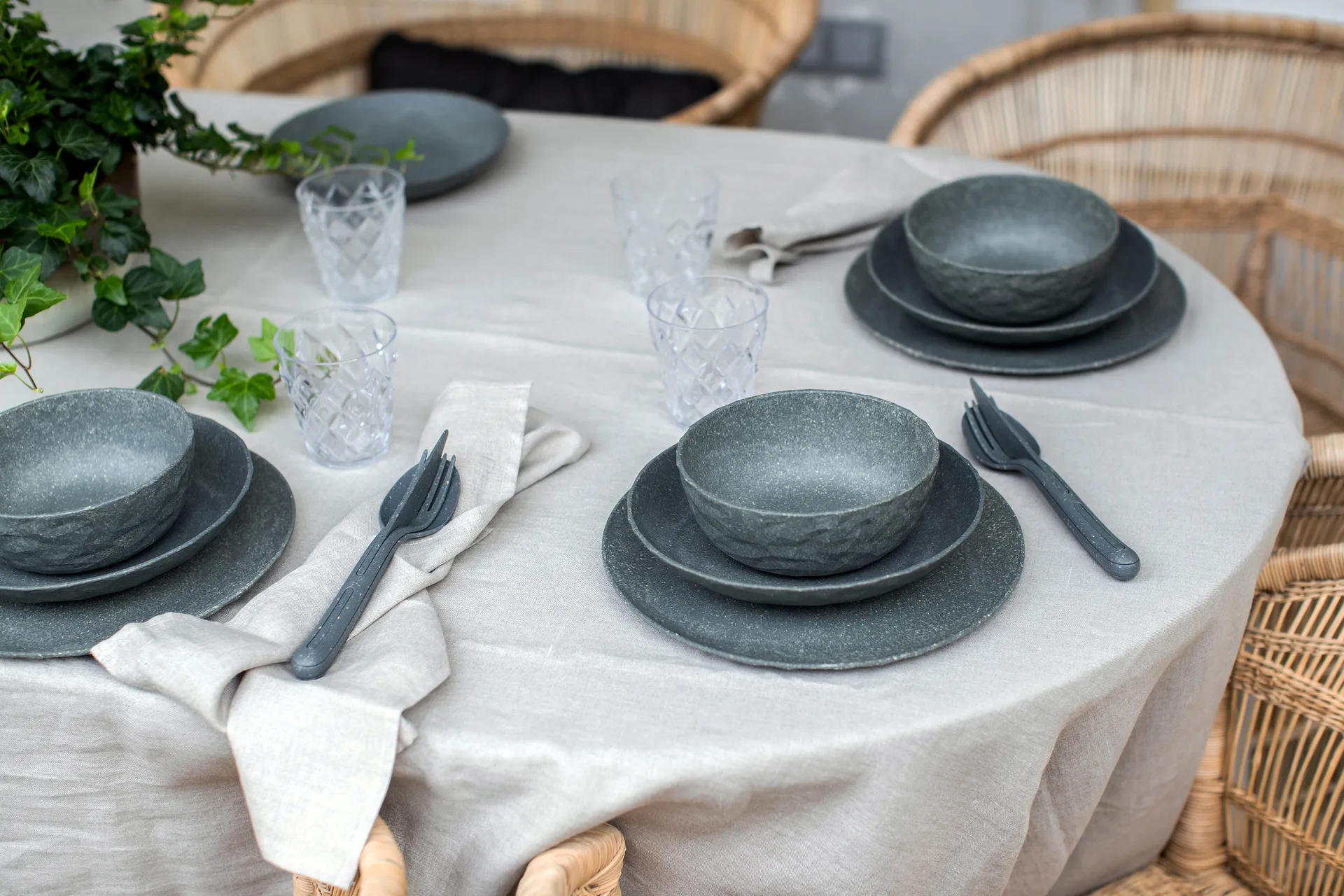 Club diepe schaal Ø22 cm 4-pack biocirk thermoplast, Nature ash grey Koziol