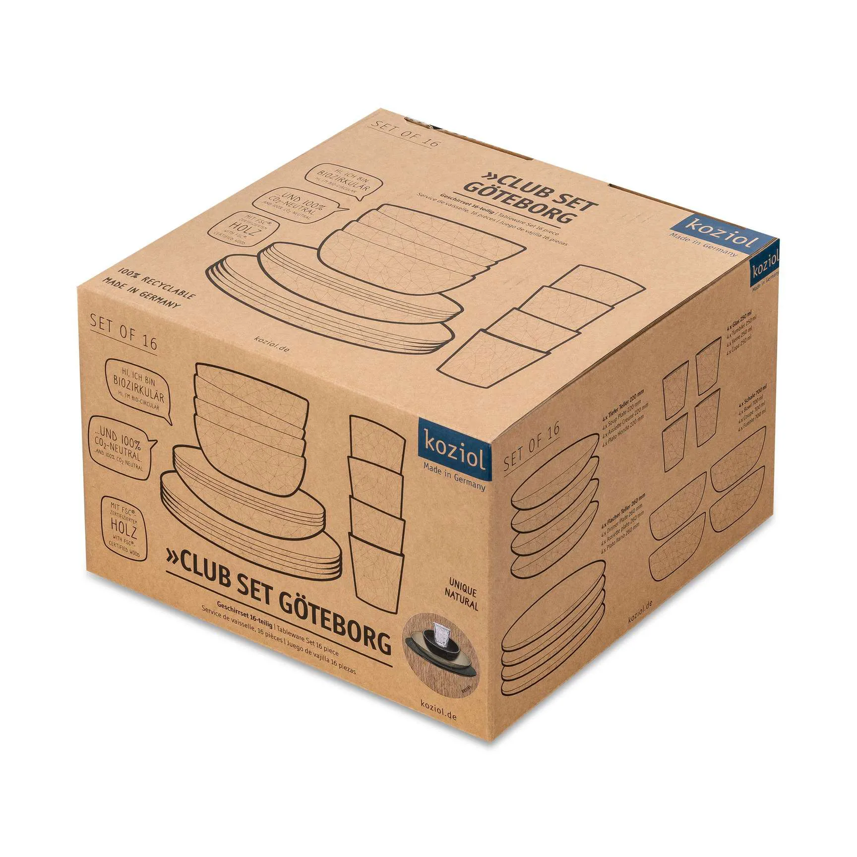 Club Göteborg servies 16-delig biocirk thermoplast, Multi Koziol