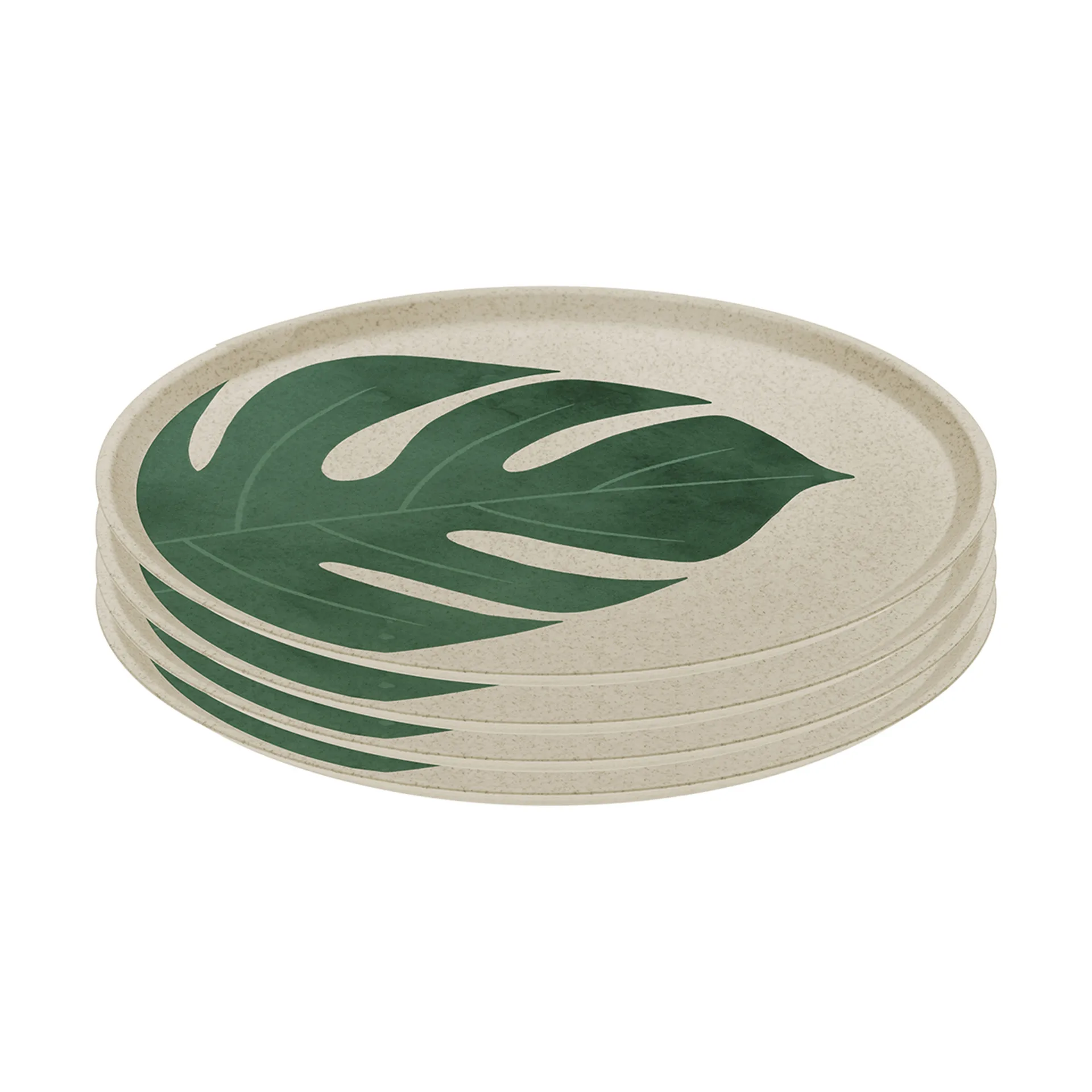 Connect bord Ø25,5 cm 4-pack, Monstera leaf Koziol
