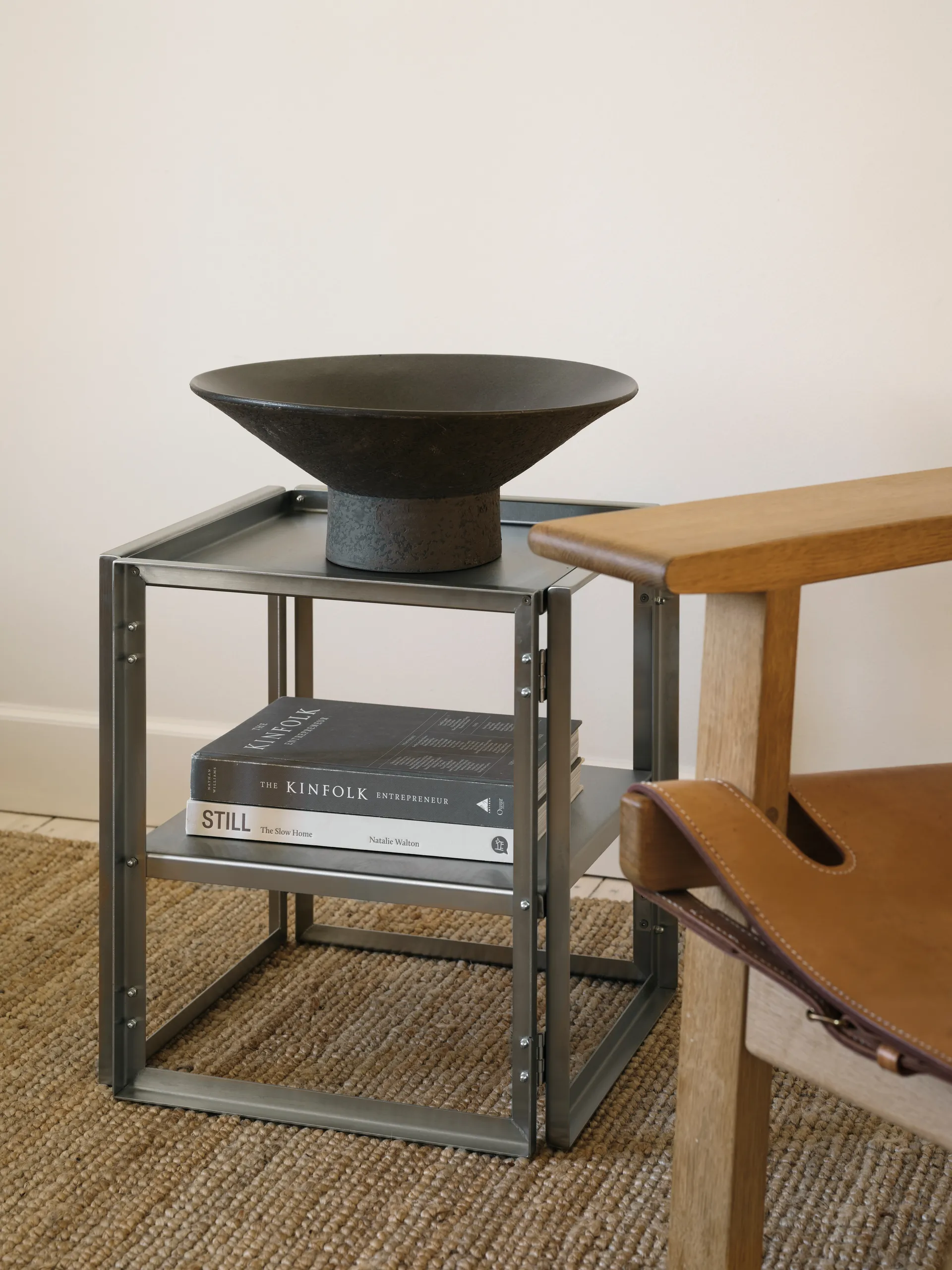 Foldable bijzettafel 40x40 cm, Geborsteld roestvrij staal Kristina Dam Studio