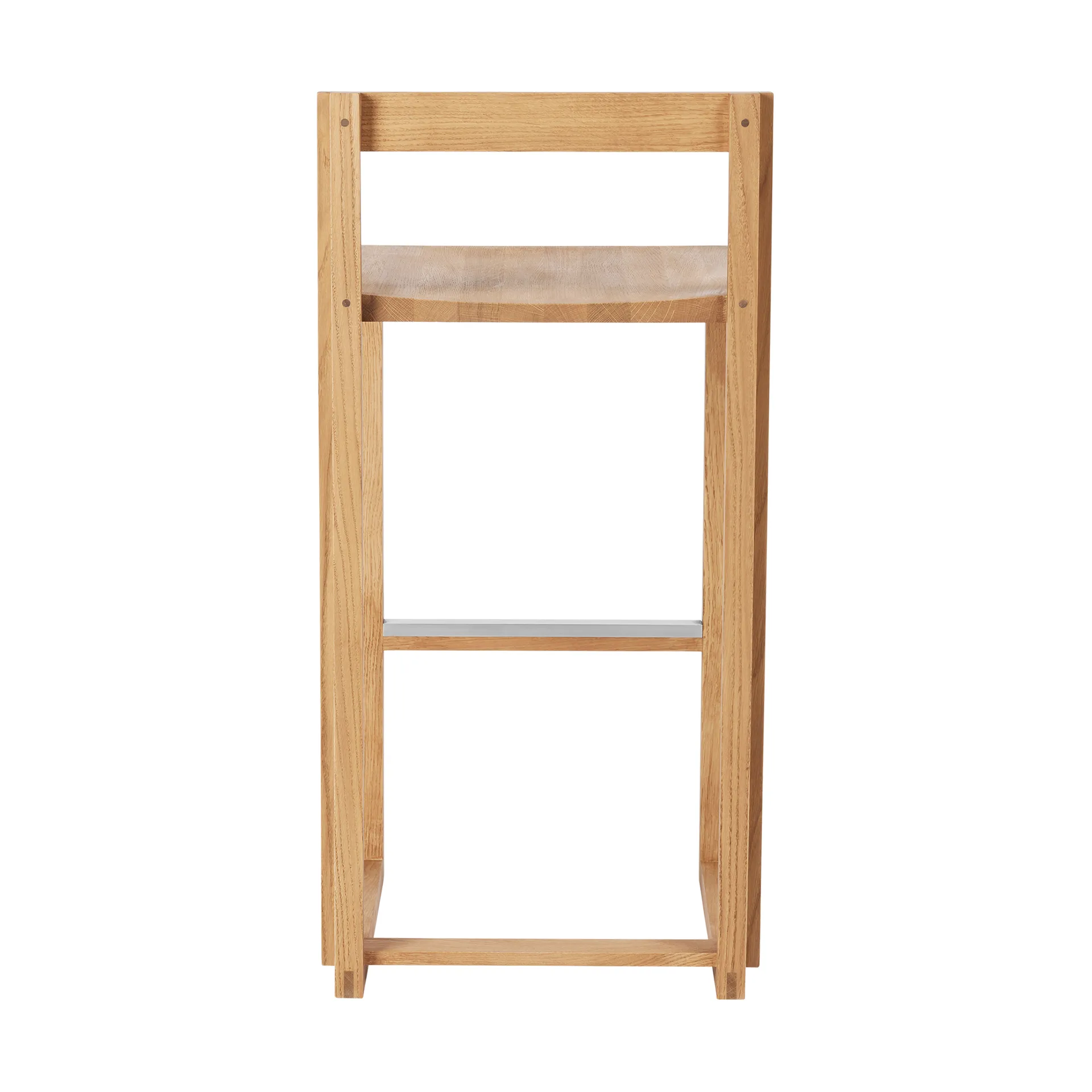 Outline barkruk 75 cm, Warm gelakt eik-geborsteld staal Kristina Dam Studio