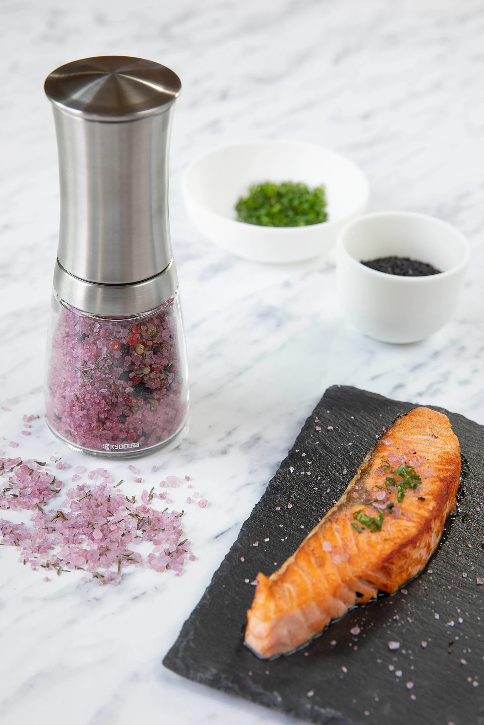 Kyocera keramische kruidenmolen met glazen potje, 21 cm Kyocera