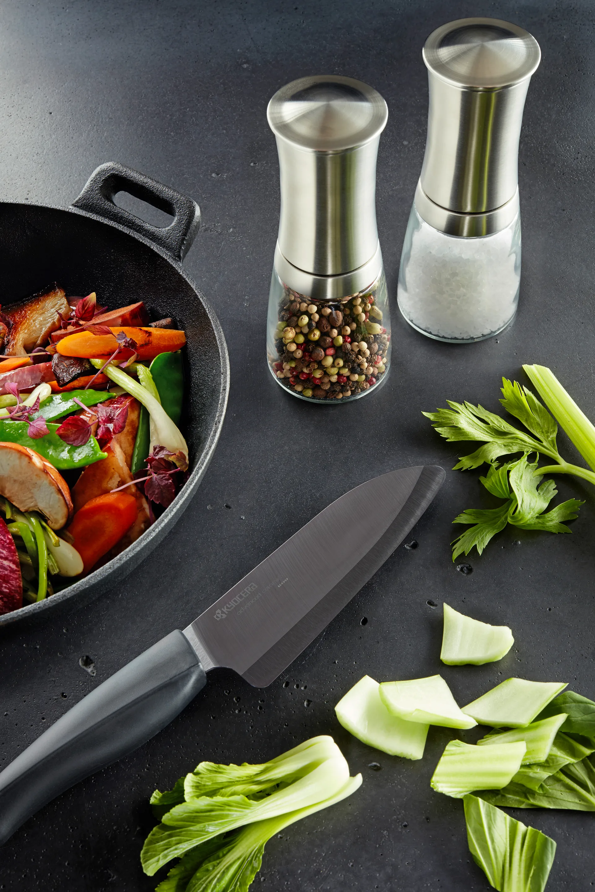 Kyocera keramische kruidenmolen met glazen potje, 21 cm Kyocera