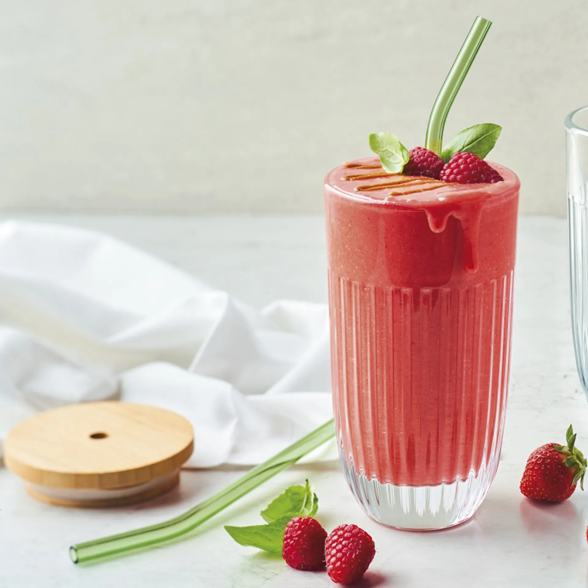 Ouessant smoothieglas met deksel en rietje 43 cl, Transparant La Rochère