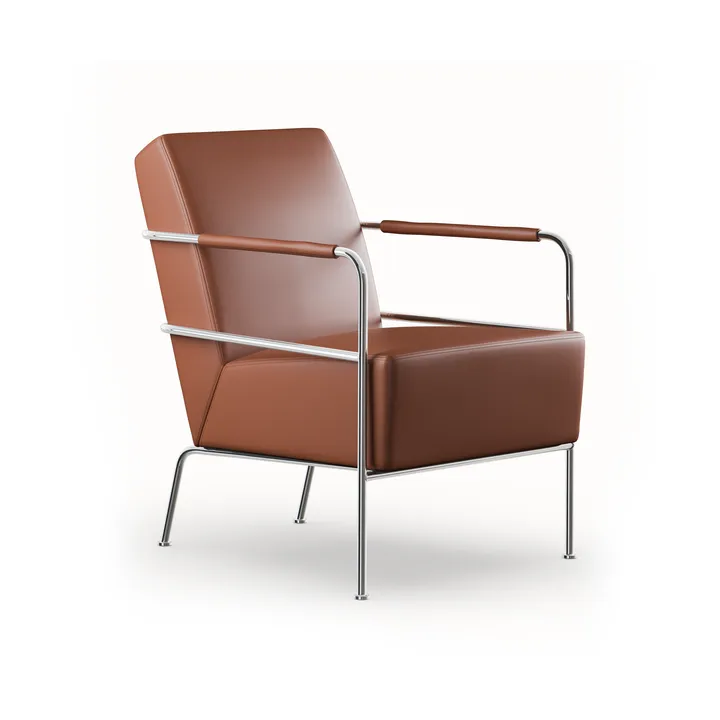 Cinema fauteuil - Elmo Nordic leer Cognac - chromen onderstel - Lammhults