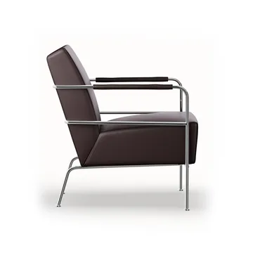 Cinema fauteuil - Elmo Nordic leer donkerbruin - chromen onderstel - Lammhults