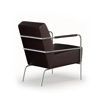 Cinema fauteuil - Elmo Nordic leer donkerbruin - chromen onderstel - Lammhults