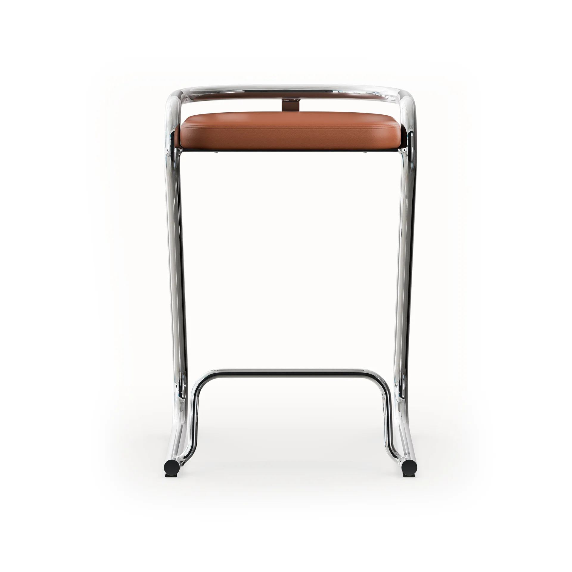 S70-3 barkruk, Elmo Nordic leer Cognac - chromen onderstel Lammhults