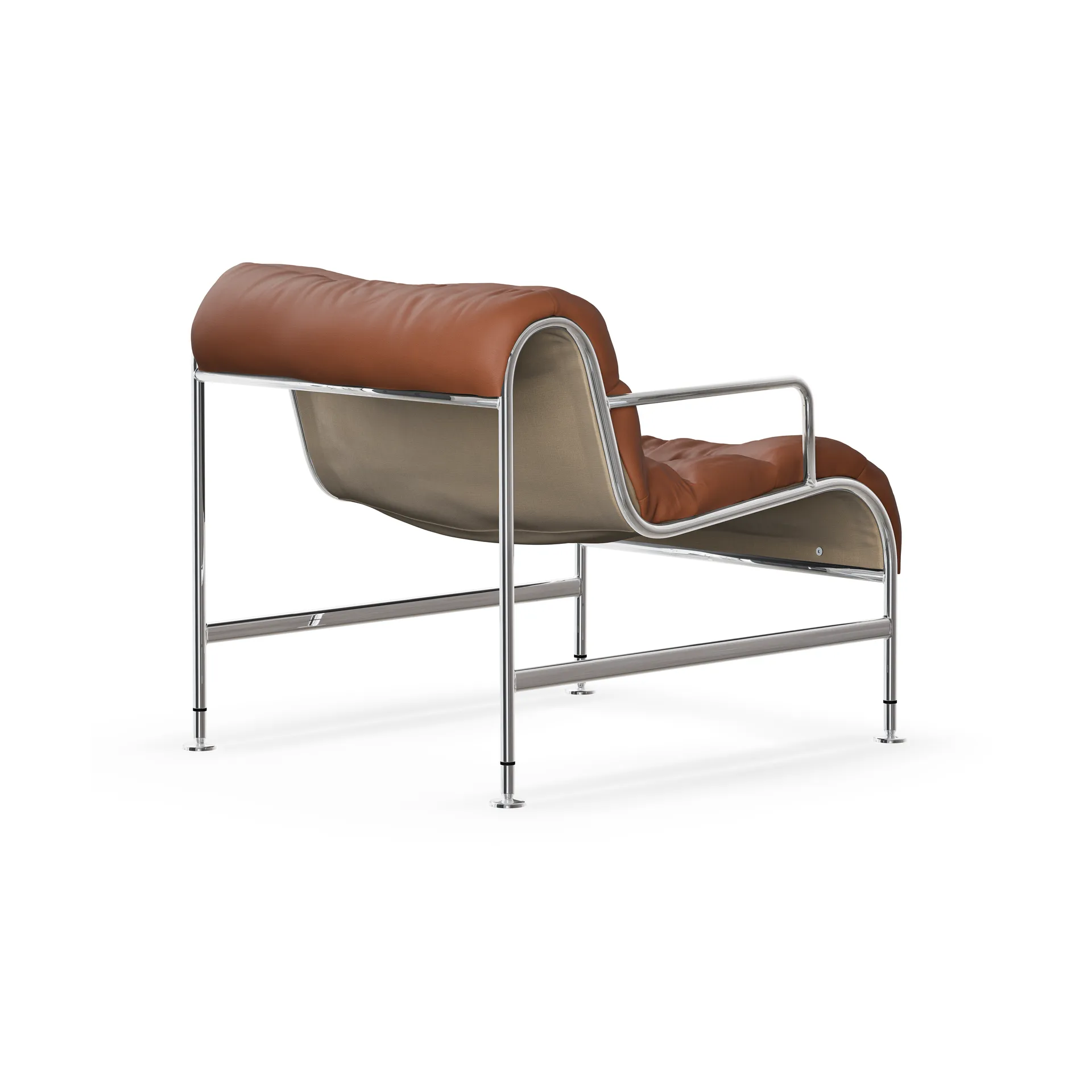 Sunny fauteuil met armleuningen, Leer Cognac - chromen onderstel Lammhults