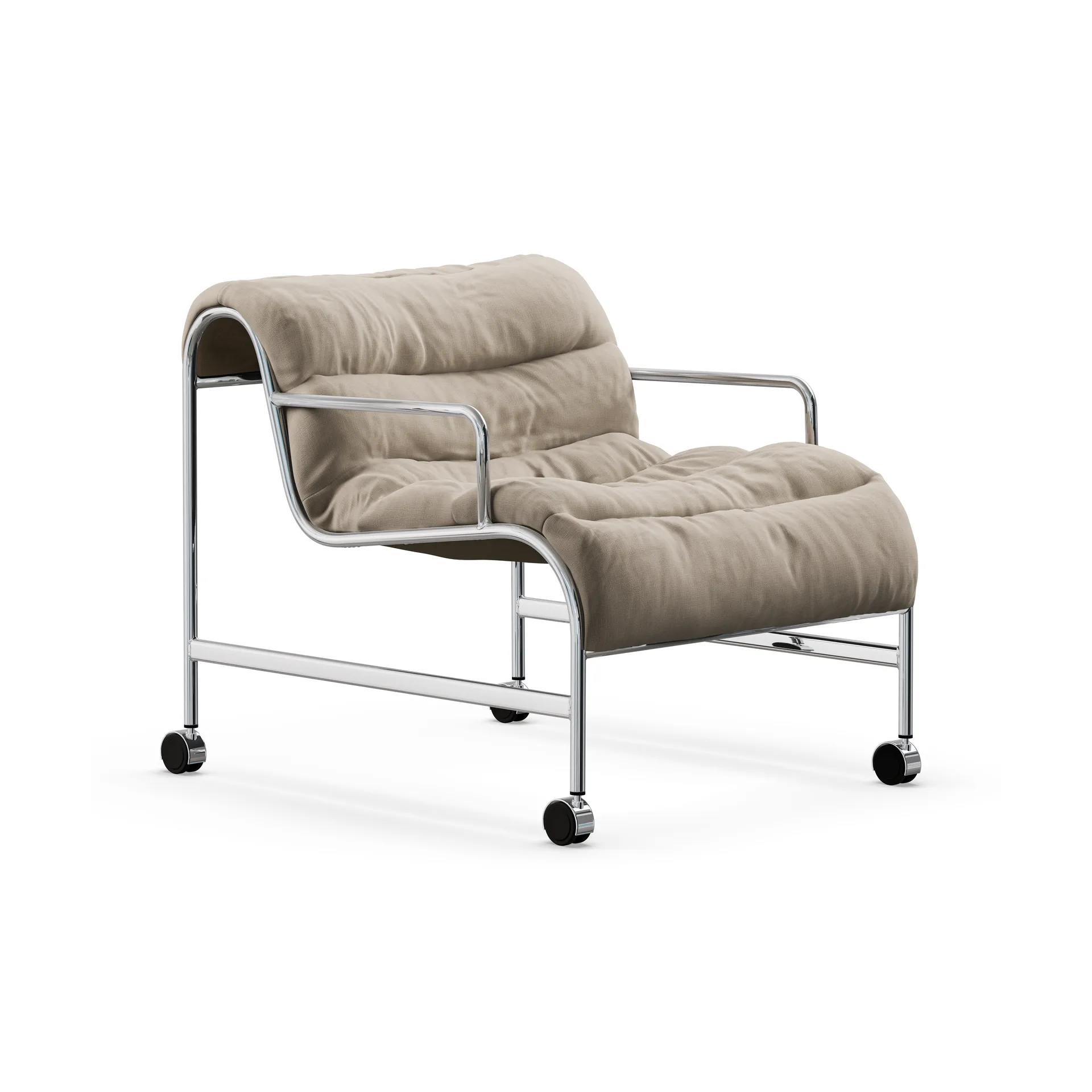 Sunny fauteuil met armleuningen, Mauro Putty - chromen onderstel met wielen Lammhults