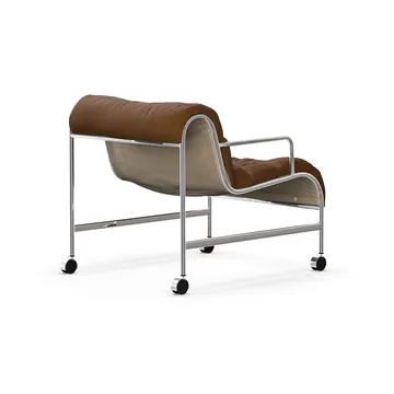 Sunny fauteuil met armleuningen - Vidar bruin - verchroomd onderstel met wielen - Lammhults