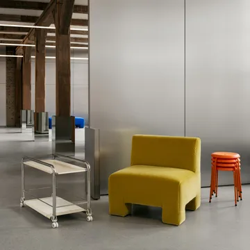 Tension rolwagen - Chroom - beige - beige leren mat - Lammhults