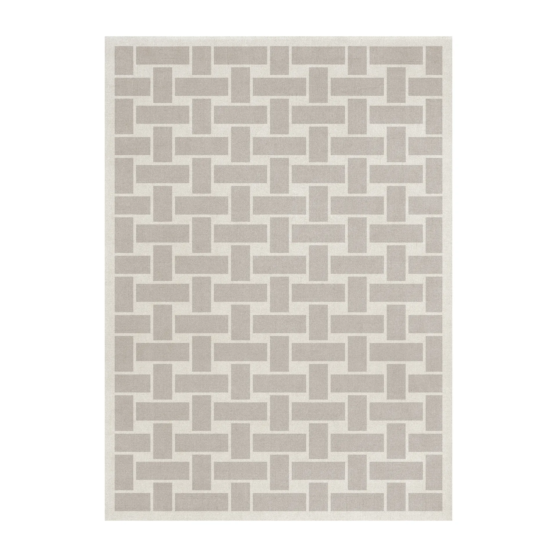60S Geo Basket Weave wollen vloerkleed, Oatmeal, 300x400 cm Layered