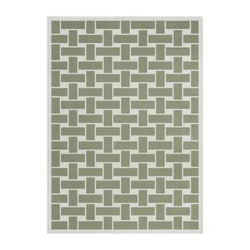 60S Geo Basket Weave wollen vloerkleed - Olive, 180x270 cm - Layered