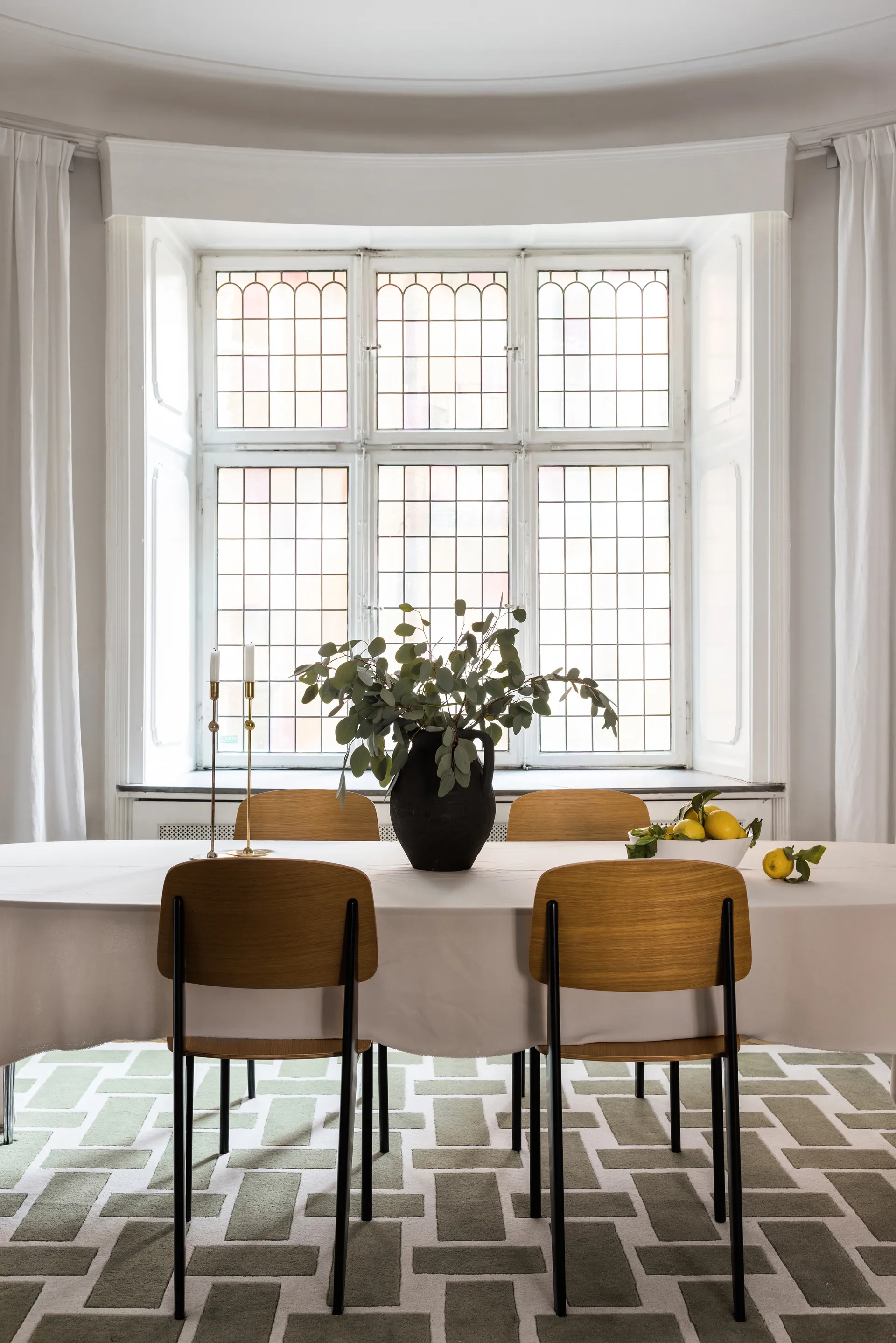 60S Geo Basket Weave wollen vloerkleed, Olive, 180x270 cm Layered