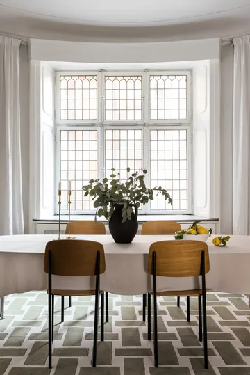 60S Geo Basket Weave wollen vloerkleed - Olive, 180x270 cm - Layered