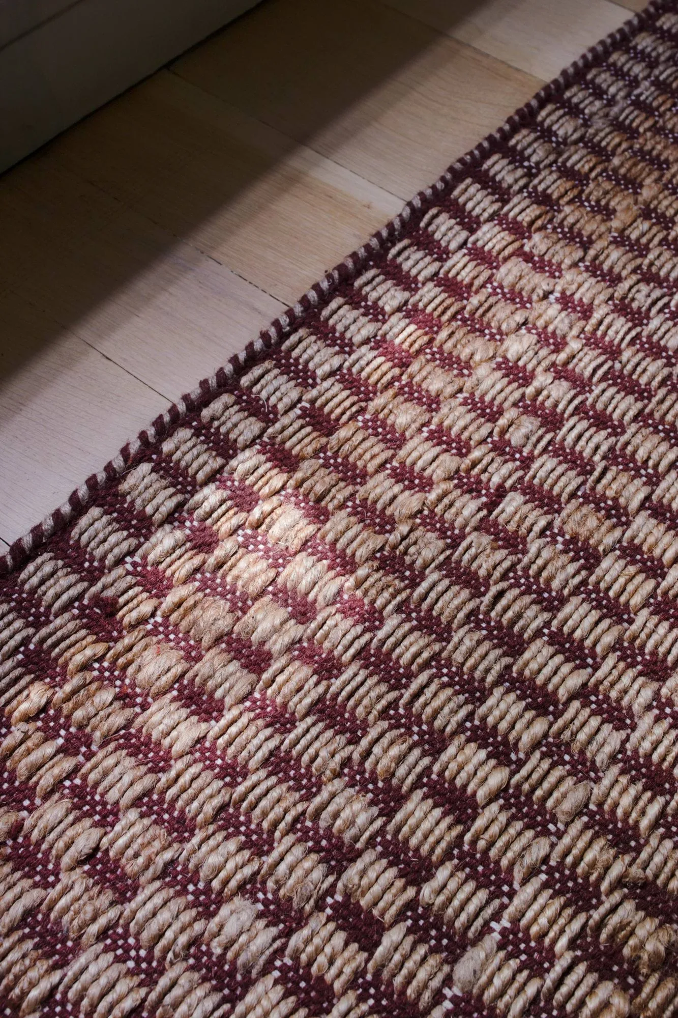 Barley vloerkleed van jute, Burgundy, 250x350 cm Layered