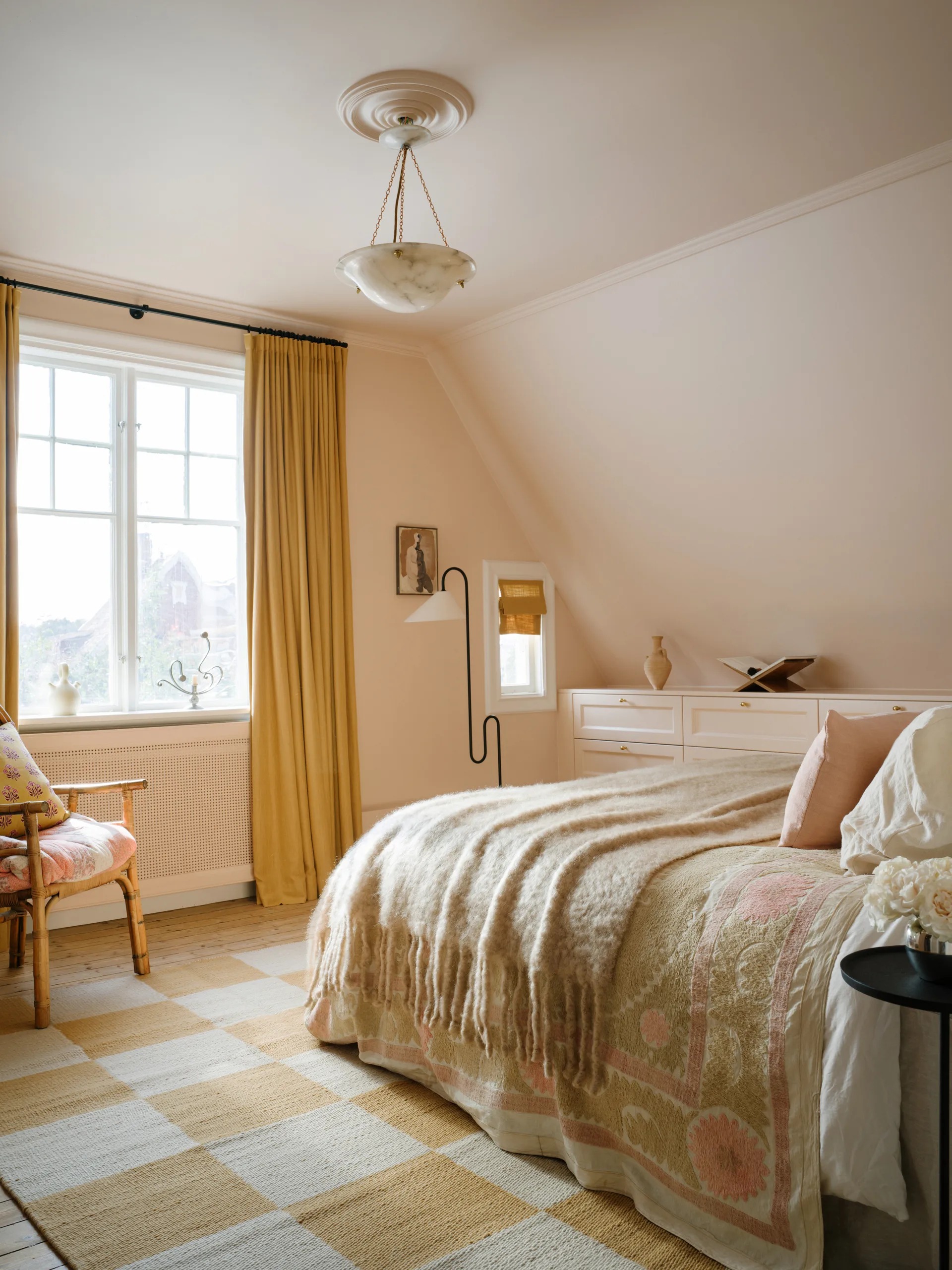 Chess wollen vloerkleed, Harvest yellow, 140x200 cm Layered