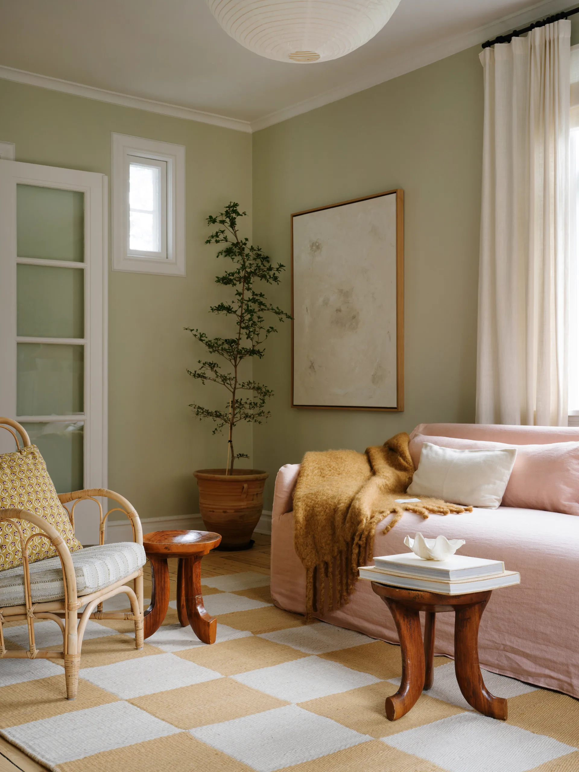 Chess wollen vloerkleed, Harvest yellow, 140x200 cm Layered