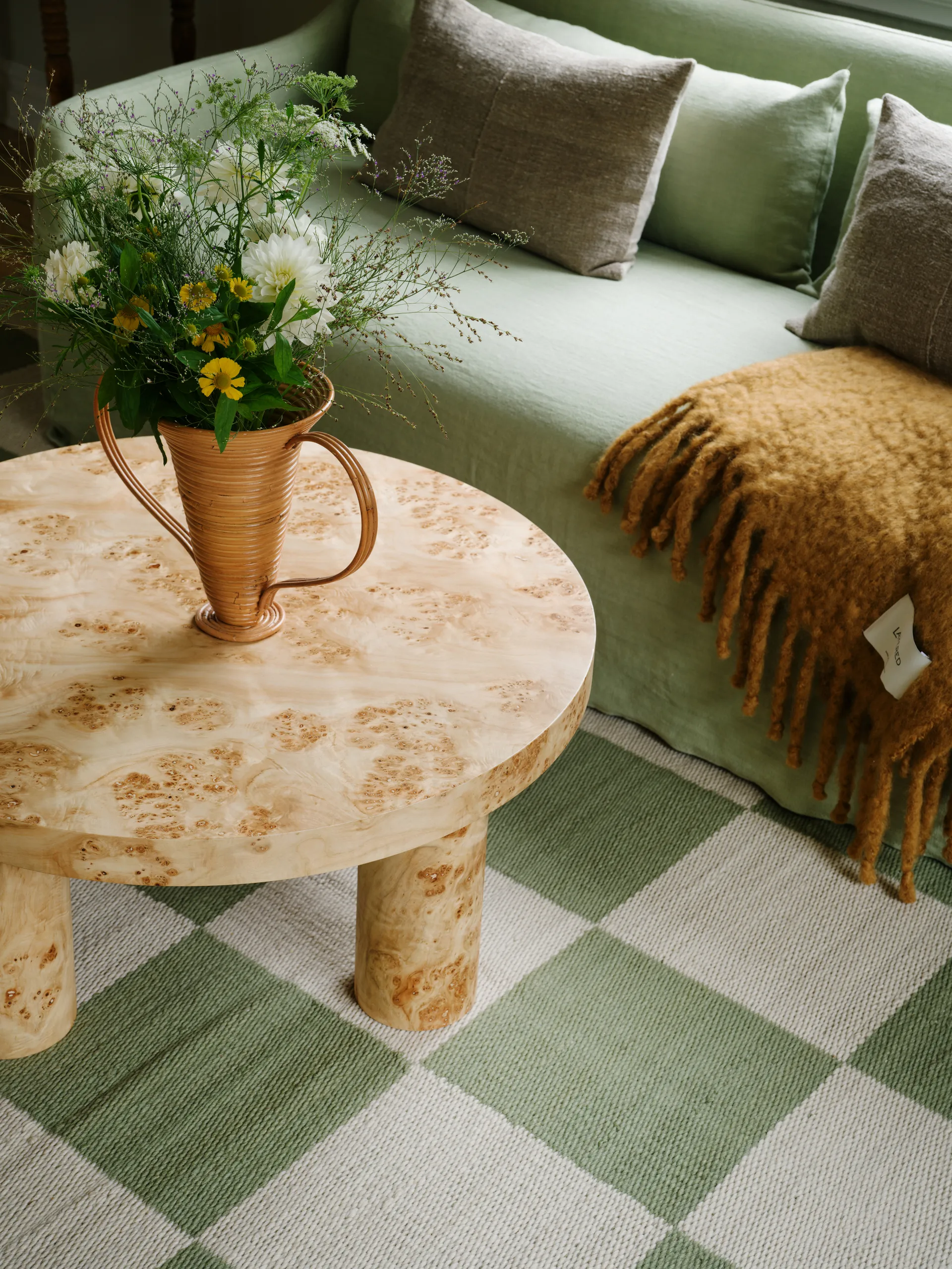 Chess wollen vloerkleed, Sage, 140x200 cm Layered